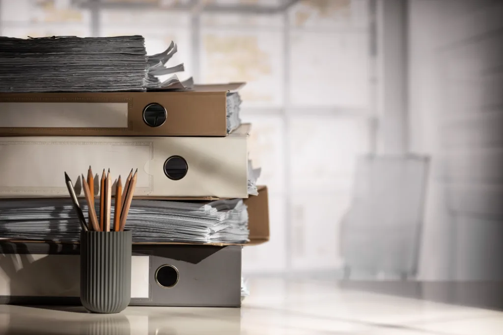 hr documentation folders and pencils